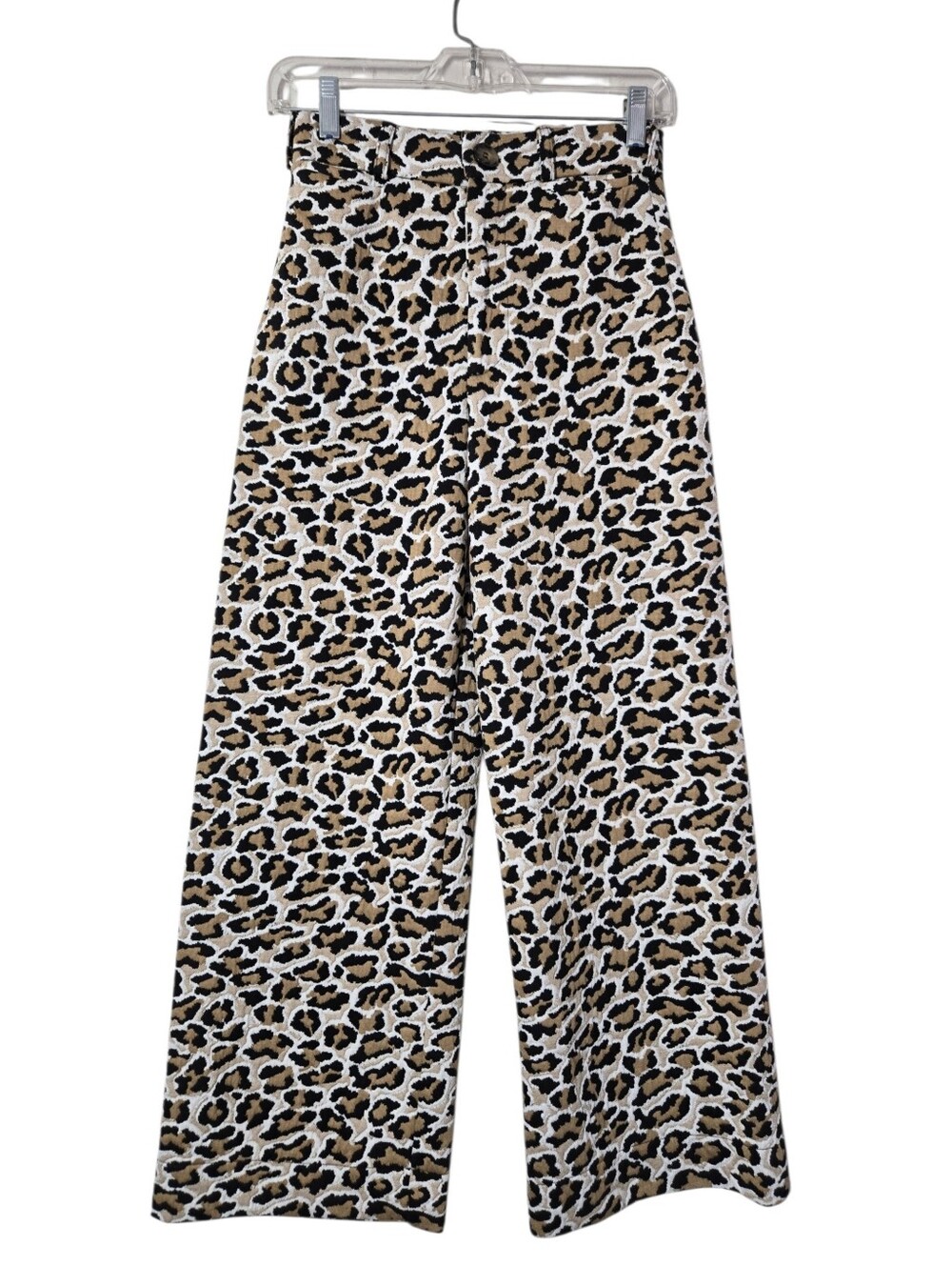 Maeve Anthropologie High Rise Wide Leg Crop Knit Pant Leopard 24 Tall
